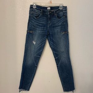 Denim Distressed Skinny Jeans with Stretch